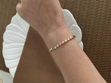 Vip Gold Plaka Yıldız Sıralı Tasarım Bileklik