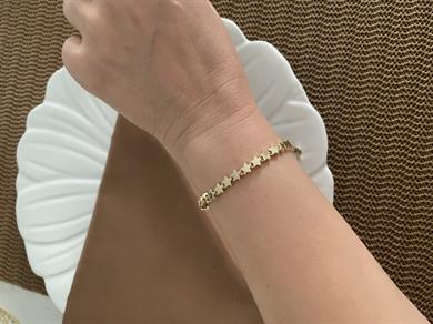 Vip Gold Plaka Yıldız Sıralı Tasarım Bileklik