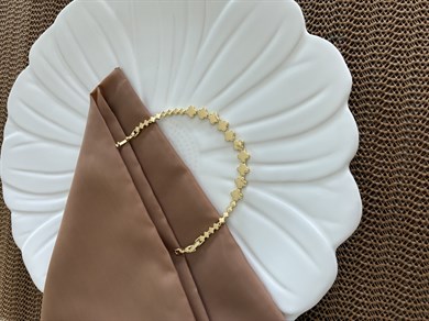 Vip Gold Plaka Yonca  Sıralı Bileklik