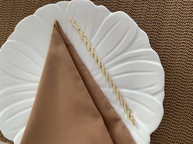 Vip Gold Plaka  Zikzak Sıralı Bileklik