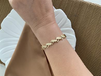 Vip Gold Plaka  Zikzak Sıralı Bileklik