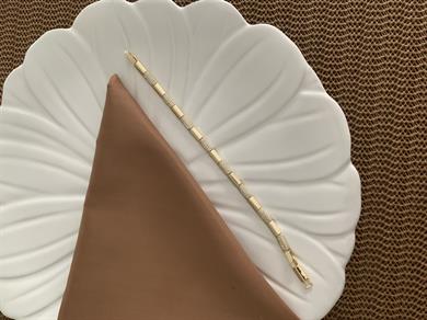 Vip Gold Plaka Zirkon Taş Küp Sıralı Tasarım Bileklik