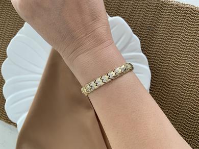 Vip Gold Plaka  Zirkon Taş Zikzak Sıralı Bileklik