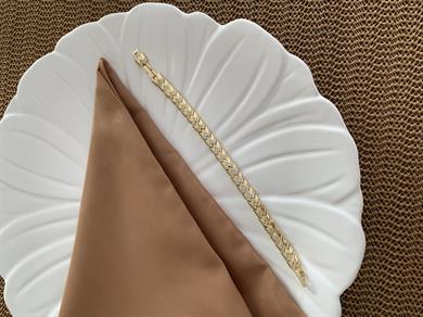 Vip Gold Plaka  Zirkon Taş Zikzak Sıralı Bileklik