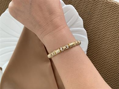 Vip Gold Plaka Zirkon Taşlı Boru Bileklik