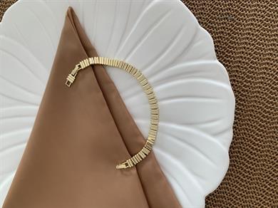 Vip Gold Plaka Zirkon Taşlı Çubuk Sıralı Bileklik