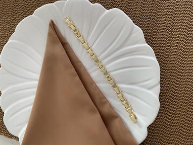 Vip Gold Plaka Zirkon Taşlı İç İçe Geçme Kare Bileklik