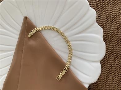 Vip Gold Plaka Zirkon Taşlı İki Sıra Damla Bileklik