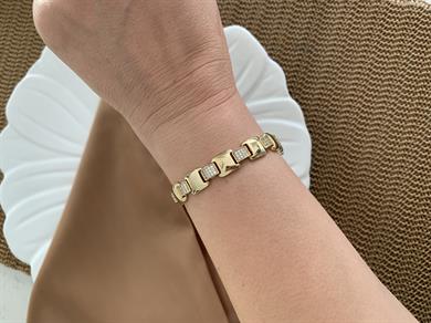 Vip Gold Plaka Zirkon Taşlı Kare Bileklik