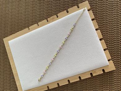 Vip Gold Renkli Baget Taş Kalp Sıralı Bileklik 