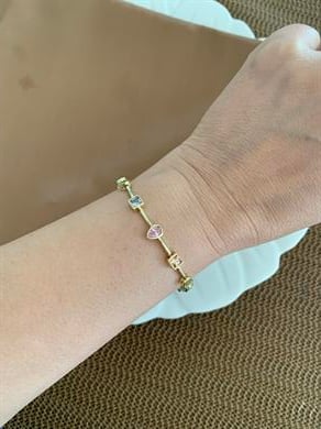 Vip Gold Renkli Kare Damla Baget Taş Sıralı Bileklik