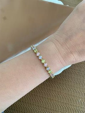 Vip Gold Renkli Tek Taş Sıralı Su Yolu Bileklik