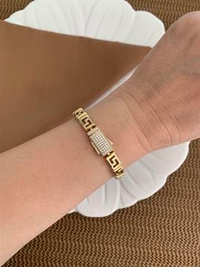 Vip Gold S Sıralı Zirkon Taşlı Tasarım Gurmet Bileklik