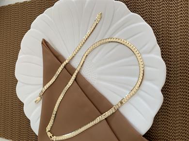 Vip Gold Pırıltılı Düz Kolye Bileklik Set