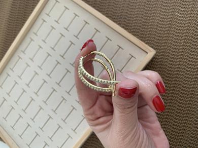 Vip Gold Su Yolu Kalp Tasarım Küpe