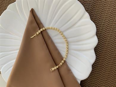 Vip Gold Tek Taş Çiçek Sıralı Bileklik