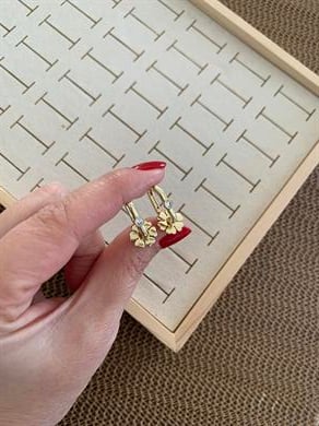 Vip Gold Tek Taşlı Dikdörtgen Yonca Küpe