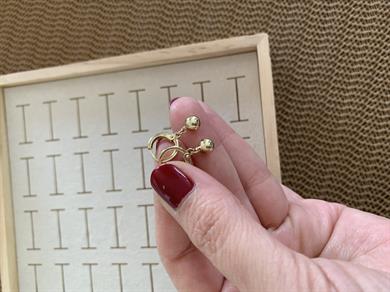 Vip Gold Topçuk Sallantılı Mini Halka Küpe