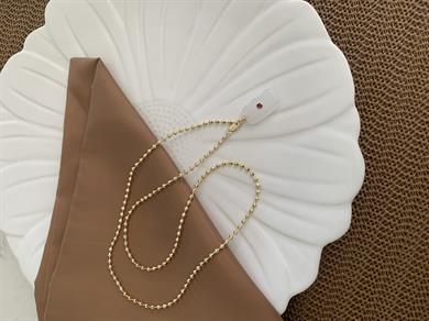 Vip Gold Topçuk Zincir Beyaz Renkli Taşlı Dikdörtgen Kolye