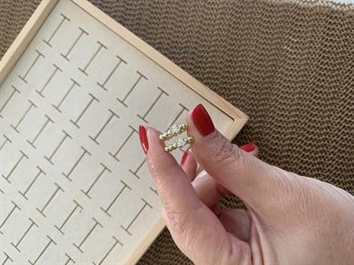 Vip Gold Topçuklu Tek Taşlı U Küpe