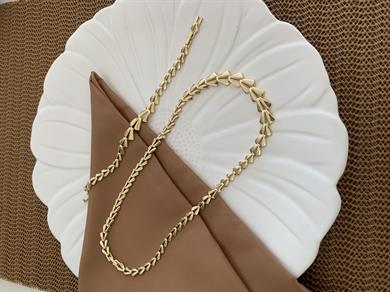Vip Gold Üçgen Sıralı Kolye Bileklik Set
