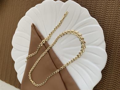 Vip Gold Üçgen Sıralı Kolye Bileklik Set