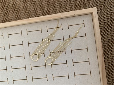 Vip Gold Zincir Sallantılı Kalp Küpe