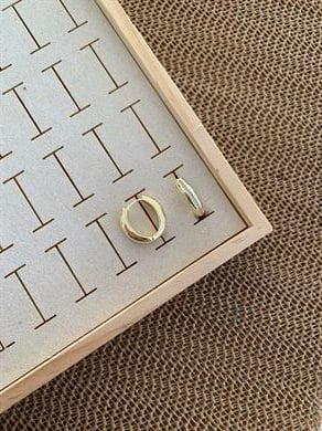 Vip Gold Zirkon Taş Sıralı Oval Küpe