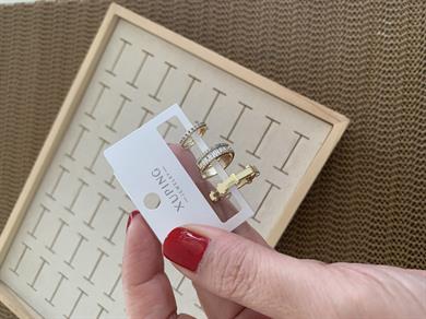 Vip Gold Zirkon Taşlı Altıgen Üçlü Set Halka Küpe