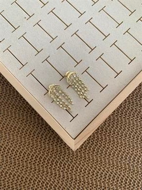 Vip Gold Zirkon Taşlı Ay Işığı Tasarım Küpe