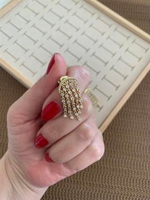 Vip Gold Zirkon Taşlı Ay Işığı Tasarım Küpe