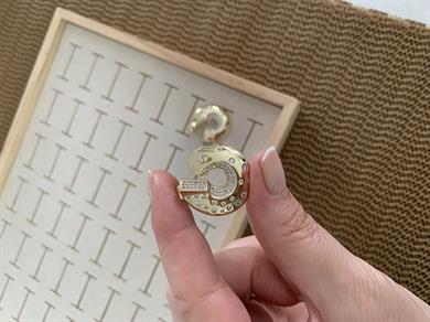 Vip Gold Zirkon Taşlı Ay Tasarım Küpe