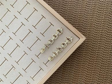 Vip Gold Zirkon Taşlı Beş Sıra Daire Sallantılı Tasarım Küpe
