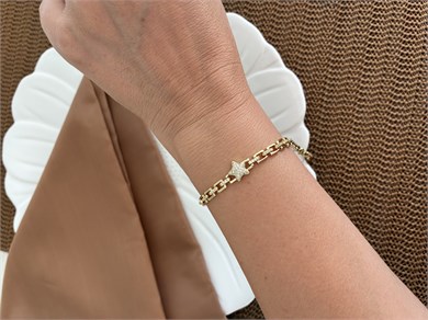 Vip Gold Zirkon Taşlı Bileşen Yıldız Tasarım Bileklik