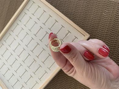Vip Gold Zirkon Taşlı Burgu Halka Küpe