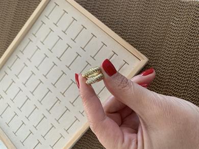 Vip Gold Zirkon Taşlı Burgu Halka Küpe