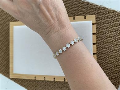 Vip Gold Zirkon Taşlı Çiçek Su Yolu Bileklik