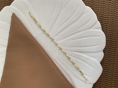 Vip Gold Zirkon Taşlı Çubuk Kare Sıralı Bileklik