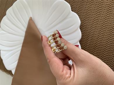 Vip Gold Zirkon Taşlı Daire Sallantılı Tasarım Küpe