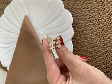 Vip Gold Zirkon Taşlı Daire Sallantılı Tasarım Küpe