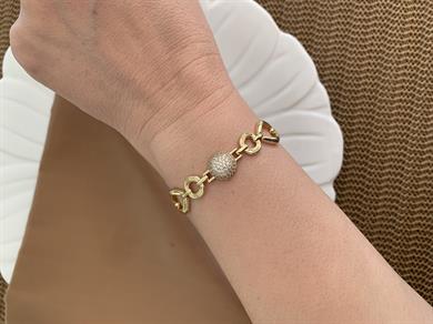 Vip Gold Zirkon Taşlı Daire Üçgen Sıralı Tasarım Bileklik