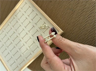 Vip Gold Zirkon Taşlı Damla Sallantılı İkili Halka Küpe