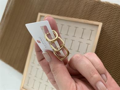 Vip Gold Zirkon Taşlı Damla Üçlü Set Kare Küpe