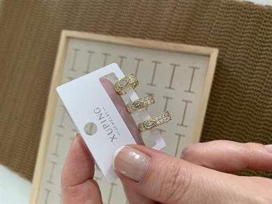 Vip Gold Zirkon Taşlı Damla Üçlü Set Kare Küpe