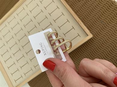 Vip Gold Zirkon Taşlı Dikdörtgen Üçlü Set Küpe