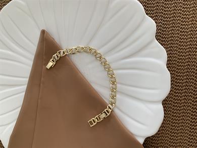 Vip Gold Zirkon Taşlı Düğme Sıralı Bileklik