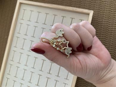 Vip Gold Zirkon Taşlı Fil Charm Tasarım Küpe