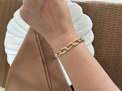 Vip Gold Zirkon Taşlı İç İçe Geçme İnce Halka Bileklik