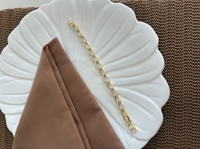 Vip Gold Zirkon Taşlı İç İçe Geçme İnce Halka Bileklik