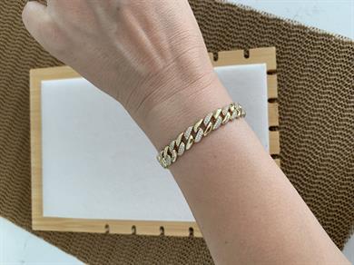 Vip Gold Zirkon Taşlı İç İçe Geçme Klasik Zincir Bileklik